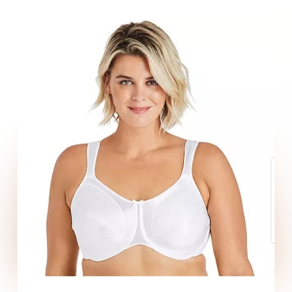 Bali 36DD White Satin Tracings Underwire Minimizer Bra 3562